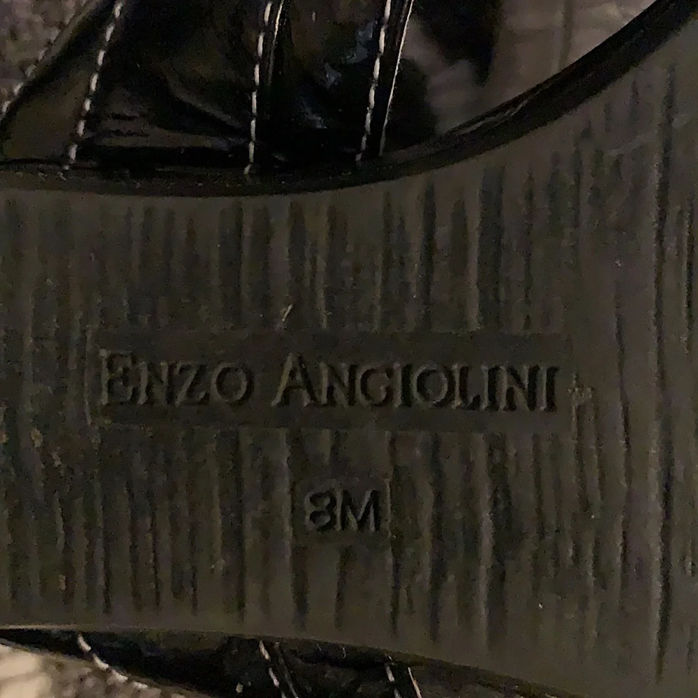 Enzo Angiolini Sandals Black Silver Buckle 8 Slip On Slides Everyday Classic